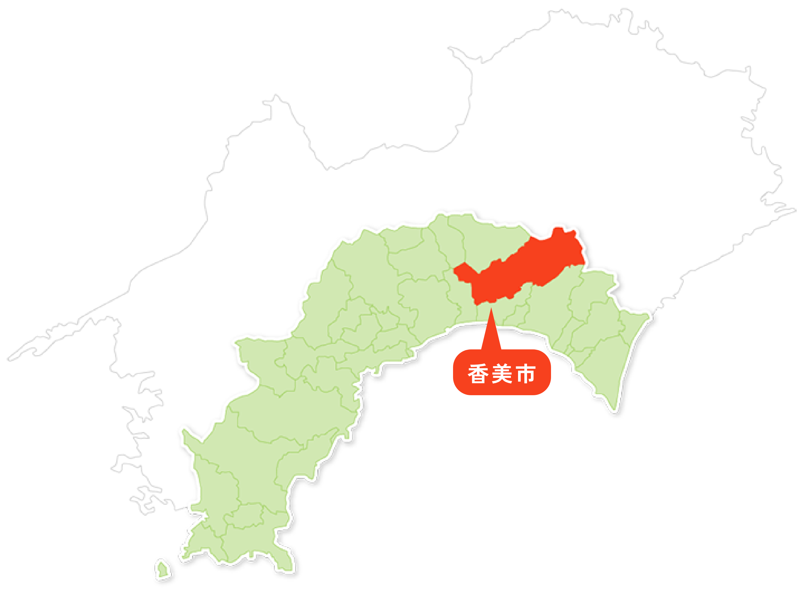 高知県の香美市の地図